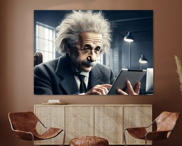 Albert Einstein mit einem Ipad von Jaap Ros