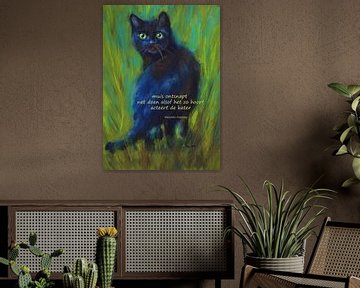 Mouse escaped schwarze Katze Haiku holländisch