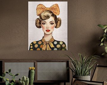Vintage portret van een elegante Vrouw met polka dots van Studio Pieternel
