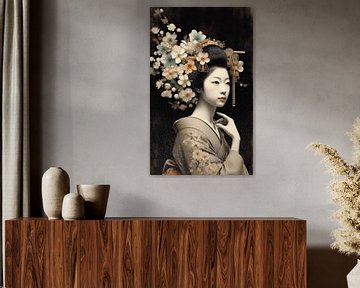 Vintage portrait of a Geisha by J.O. Han