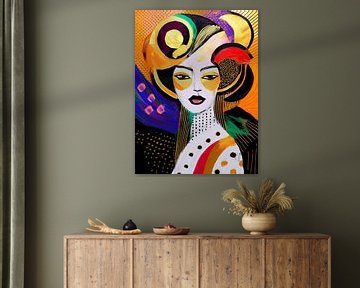 Golden Goddess. Abstract elegant Vrouwenportret. Serie PopArt-1A van Studio Pieternel