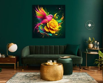 vogel met bloemen