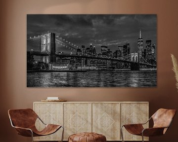 Skyline Manhattan in de avond ZwartWit
