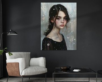 Jonge Dame van Abstract Schilderij