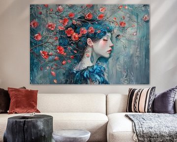 Vrouwenportret van Abstract Schilderij