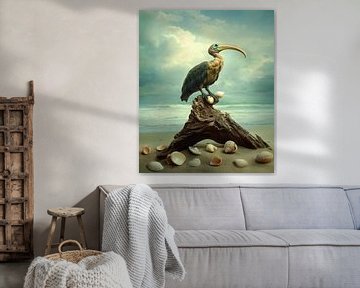 Vogel portret op het strand van But First Framing