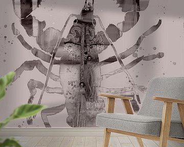 Hummer-Malerei. Taupe und Violett.