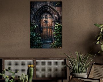 Oude houten deur met details van Imperial Art House