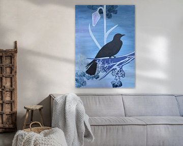 Blue black bird van Greetje van den Geest