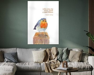 A Robin follows Vogel Haiku Englisch