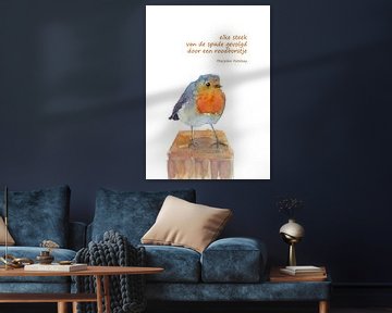 A Robin follows Vogel Haiku holländisch