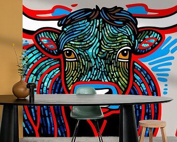 Colourful portrait of a bull by Imperial Art House