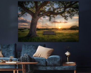 Swing at sunset landscape by Imperial Art House