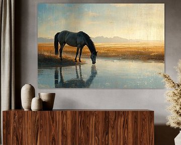 Horse near water in nature by Imperial Art House