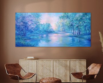 Rivier Vallei Schilderij van Abstract Schilderij