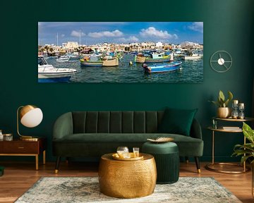 Fishing boats in Marsaxlokk Malta by Dieter Walther