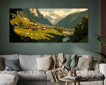 Bergdallandschap van Poster Art Shop