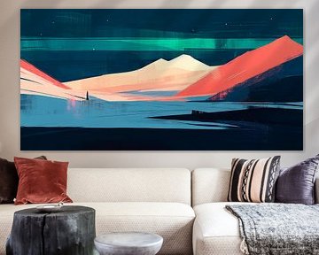 Bergmeer nacht van Poster Art Shop