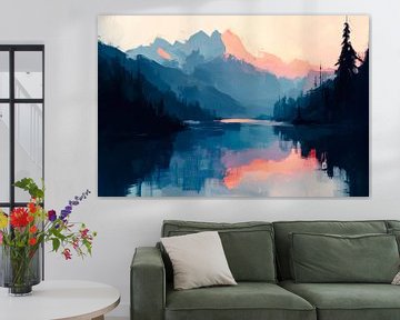 Bergmeer bij schemering van Poster Art Shop
