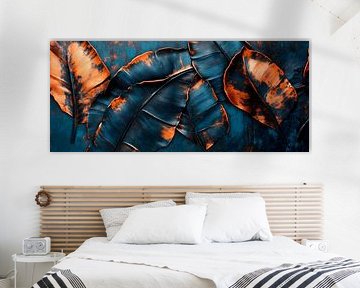 Blue leaf art by Poster Art Shop