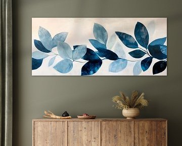 Blue leaf pattern by Poster Art Shop