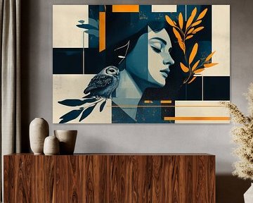 Eule und Frau von Poster Art Shop