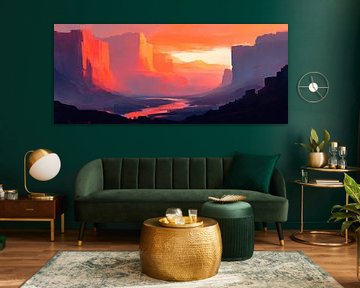 Rocky landscape sunset by Poster Art Shop