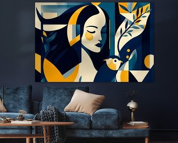 Woman and bird by Poster Art Shop