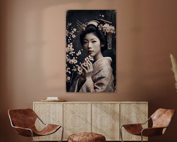 Vintage Portrait of Geisha by J.O. Han