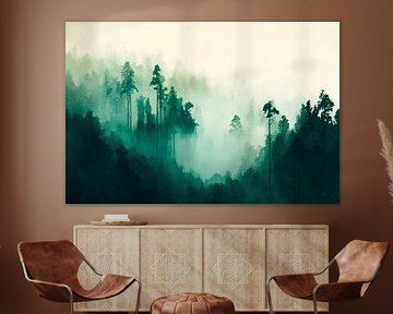 Atmosphère de forêt nuageuse sur Poster Art Shop