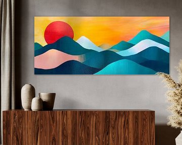 Bergen bij zonsondergang van Poster Art Shop