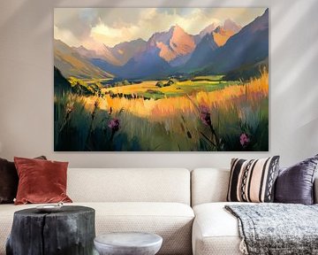 Paysage de montagne, coucher de soleil sur Poster Art Shop
