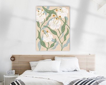 Witte Bloemen - Elegante Botanische Illustratie van Anna Benge