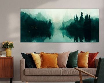 Paysage brumeux du lac sur Poster Art Shop