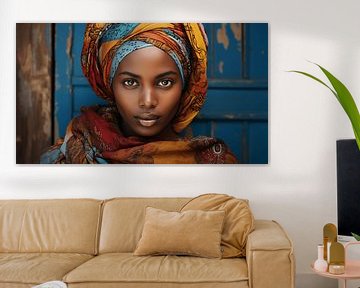 Portrait of an African woman with a colourful headscarf by Animaflora PicsStock