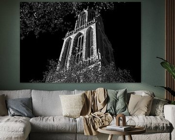 Domtoren in Utrecht in zwart-wit