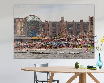 Coney Island, New York, op een warme zomerdag