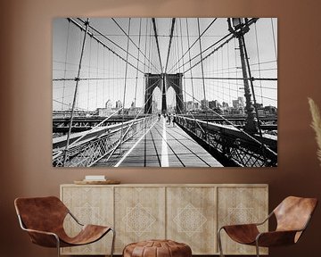 Brooklyn Bridge in zwart-wit van Laura Vink