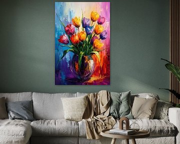 Tulips Painting | Painting Flowers in Vase| Abstract Flower Painting