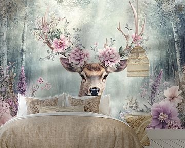 Stag with flower antlers by Imperial Art House