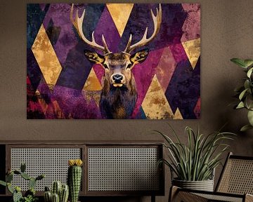Geometrisch hert met kleuren van Imperial Art House