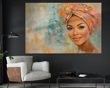 Vrouw met kleurrijke hoofddoek van Imperial Art House