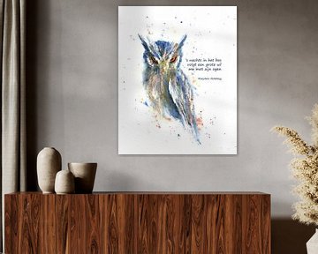 Nächtlicher Waldspaziergang Vogel Haiku Holländisch