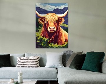 Schots Hooglanders vee - Pixel Art van Niklas Maximilian