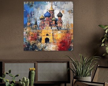 Kremlin paleis moskou rusland kleurrijk abstract van TheXclusive Art
