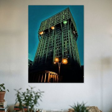 Urban Nightscape Illuminated Velasca Tower