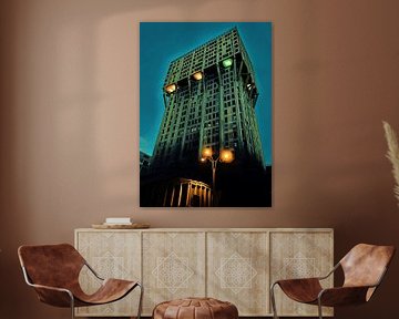 Urban Nightscape Beleuchteter Velasca-Turm