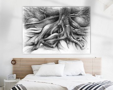 Verstrengelde boomwortels van Adria prints