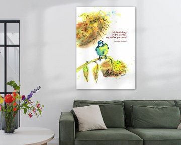 Vogelbeobachtung im Garten Haiku Englisch