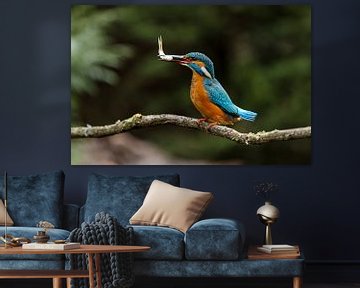 Kingfisher with fish by Anjella Buckens